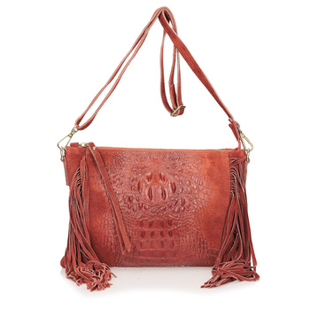 Torebka skórzana z frędzlami F16