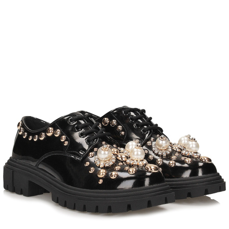 Półbuty damskie Sca'viola S-72 oxfordy w kolorze czarnym