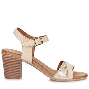 Beżowe sandały ze złotą wstawką Toscanio MU 030 72