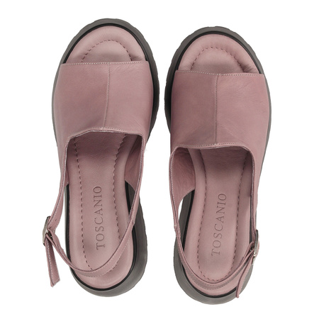 Sandały damskie na platformie Toscanio MU 089 cholewka wrzosowa