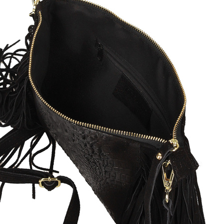 Torebka skórzana z frędzlami F16