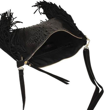 Torebka skórzana z frędzlami F16