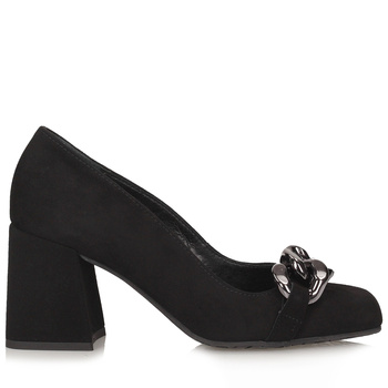 Czarne czółenka na słupkowym obcasie Ryłko B7NF0
