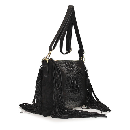 Torebka skórzana z frędzlami F16