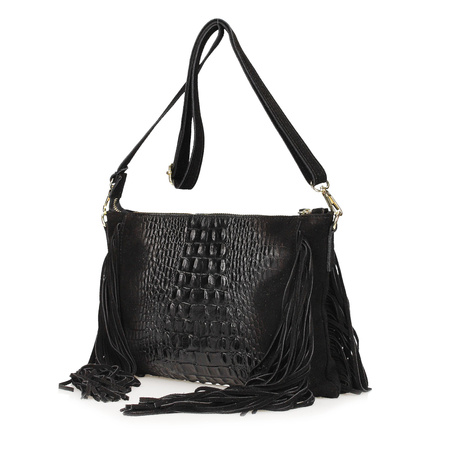 Torebka skórzana z frędzlami F16