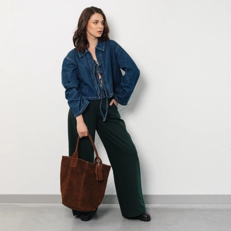 Torebka ze skóry welurowej Toscanio 1101